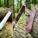 Norse Viking Axe — Hand-Forged Damascus, Rosewood Handle, Leather Blade Cover - Image 4