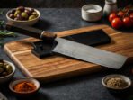 Damascus Nakiri Chef Knife — Hand-Forged, Rosewood Handle, Leather Sheath | Engraving Available