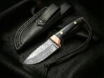 Damascus Skinner Knife — Hand-Forged, Leather Sheath | Engraving Available