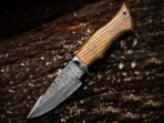 Damascus Hunting Knife — Hand-Forged, Wood Handle, Leather Sheath | Engraving Available (RK-1101) - Image 3