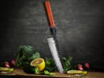 Damascus Chef Knife — Hand-Forged, Pakka Wood Handle, Leather Sheath | Engraving Available