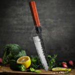 Damascus Chef Knife — Hand-Forged, Pakka Wood Handle, Leather Sheath | Engraving Available