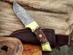 Damascus Hunting Knife — Hand-Forged, Rosewood Handle, Leather Sheath | Engraving Available (RK-1103) - Image 3