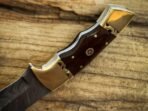 Damascus Hunting Knife — Hand-Forged, Rosewood Handle, Leather Sheath | Engraving Available (RK-1103) - Image 4