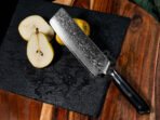 Damascus Chef Knife — Hand-Forged, Micarta Handle, Leather Sheath - Image 3