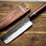 Damascus Nakiri Chef Knife — Hand-Forged, Rosewood Handle, Leather Sheath | Engraving Available (RK-1094)