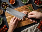 Damascus Nakiri Chef Knife — Hand-Forged, Rosewood Handle, Leather Sheath | Engraving Available - Image 4