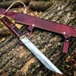 Norse Viking Axe — Hand-Forged Damascus, Rosewood Handle, Leather Blade Cover