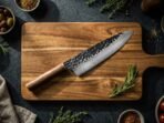 Damascus Chef Knife — Hand-Forged, Rosewood Handle, Leather Sheath | Engraving Available - Image 2