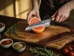 Damascus Chef Knife — Hand-Forged, Rosewood Handle, Leather Sheath | Engraving Available