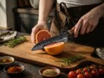 Damascus Chef Knife — Hand-Forged, Rosewood Handle, Leather Sheath | Engraving Available - Image 4