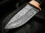 Damascus Skinner Knife — Hand-Forged, Leather Sheath | Engraving Available - Image 3
