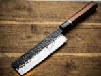 Damascus Nakiri Chef Knife — Hand-Forged, Rosewood Handle, Leather Sheath | Engraving Available (RK-1094) - Image 2