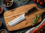 Damascus Nakiri Chef Knife — Hand-Forged, Rosewood Handle, Leather Sheath | Engraving Available - Image 2