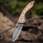 Damascus Folding Pocket Knife — Hand-Forged, Leather Sheath | Engraving Available (RK-1086)