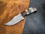 Damascus Skinner Knife, Hand-Forged, Rosewood Handle, Leather Sheath | Engraving Available - view 4