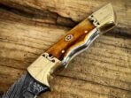 Damascus Hunting Knife — Hand-Forged, Bone Handle, Leather Sheath | Engraving Available (RK-1104) - Image 3