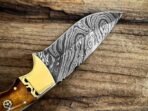 Damascus Hunting Knife — Hand-Forged, Bone Handle, Leather Sheath | Engraving Available (RK-1104) - Image 4