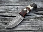 Damascus Skinner Knife — Hand-Forged, Rosewood Handle, Leather Sheath | Engraving Available - Image 3