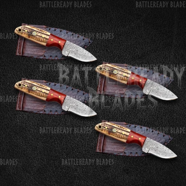 Clearance Sale-Lot Of 4 Damascus Steel Iron Mustang Skinners