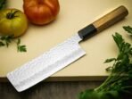 Damascus Nakiri Chef Knife — Hand-Forged, Rosewood Handle, Leather Sheath | Engraving Available (RK-1096) - Image 3