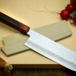 Damascus Nakiri Chef Knife — Hand-Forged, Rosewood Handle, Leather Sheath | Engraving Available (RK-1097)