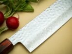 Damascus Nakiri Chef Knife — Hand-Forged, Rosewood Handle, Leather Sheath | Engraving Available (RK-1097) - view 4