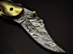 Damascus Folding Pocket Knife — Hand-Forged, Wenge Wood Handle, Leather Sheath - Image 3