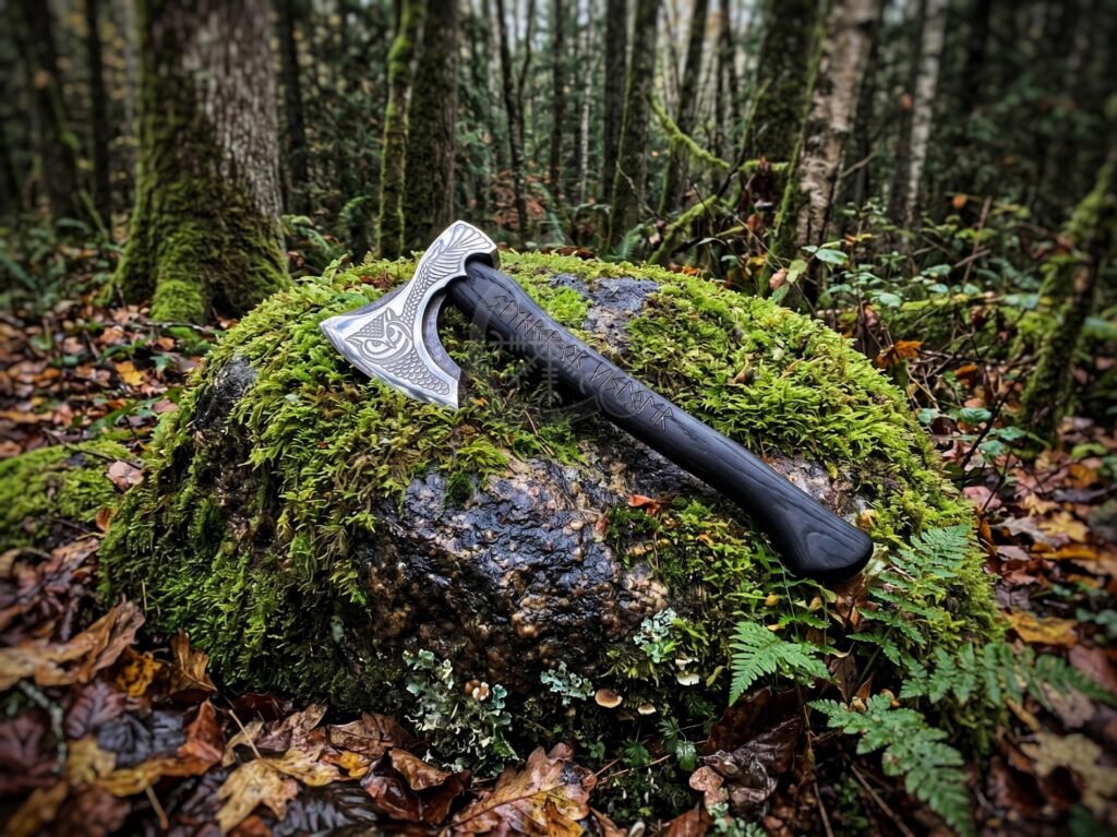 Viking Axe — Hand-Forged High-Carbon Steel, Wood Handle | Engraving Available