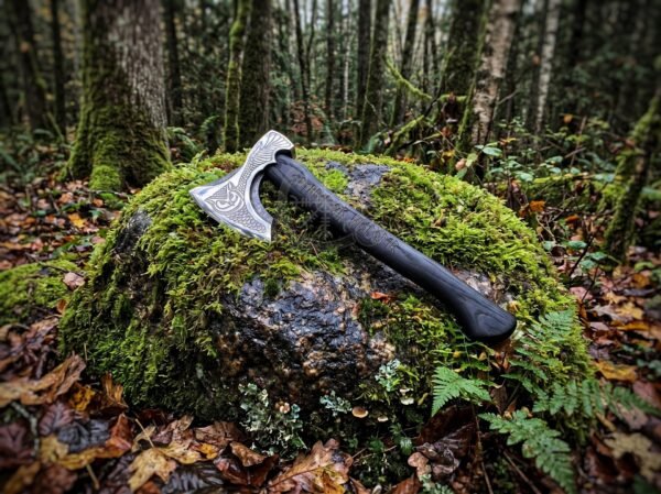 RK-1115 Handmade Steel viking Owl Axe – Personalized Viking Battle Owl Axe with Wood Handle