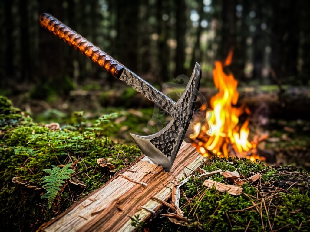 Viking Bearded Axe — Hand-Forged High-Carbon Steel, Ash Wood Handle, Leather Blade Cover | Engraving Available - view 2