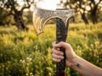 Viking Battle Axe — Hand-Forged High-Carbon Steel, Wood Handle, Leather Blade Cover | Engraving Available - Image 2