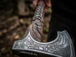 Viking Battle Axe — Hand-Forged High-Carbon Steel, Wood Handle, Leather Blade Cover | Engraving Available - Image 3