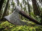 Yggdrasil Viking Axe — Hand-Forged High-Carbon Steel, Rosewood Handle | Engraving Available - Image 4