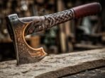 Viking Battle Axe — Hand-Forged High-Carbon Steel, Wood Handle, Leather Blade Cover | Engraving Available - Image 4
