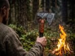 Viking Battle Axe — Hand-Forged High-Carbon Steel, Leather-Wrapped Handle, Leather Blade Cover | Engraving Available