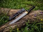 Katana Sword — Hand-Forged Damascus, 15" Overall, Sheath Included