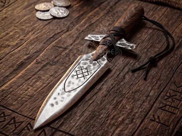 RK-1122 Hand Forged Steel Dagger Knife with Rosewood Handle & Leather Sheath