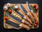 Damascus Chef Knife — Hand-Forged, Walnut Handle, Leather Sheath