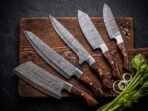 Damascus Chef Knife — Hand-Forged, Rosewood Handle, Leather Sheath - Image 2