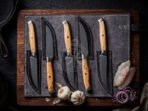 Chef Knife — Hand-Forged, Olive Wood Handle, Leather Sheath - Image 2
