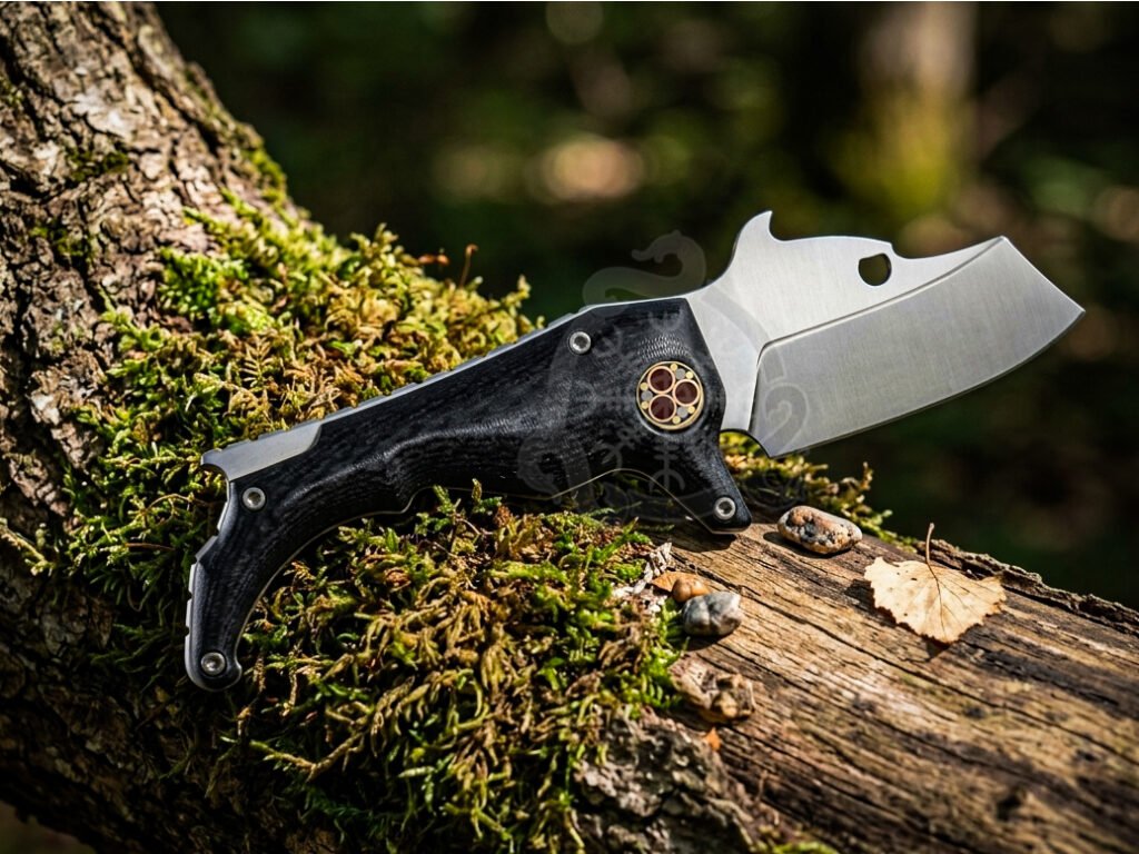 D2 Steel Folding Pocket Knife — Hand-Forged, Micarta Handle, Leather Sheath - view 2
