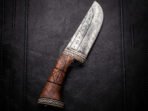 Damascus Camp Knife — Hand-Forged, Rosewood Handle, Leather Sheath | Engraving Available (RK-1125) - Image 2
