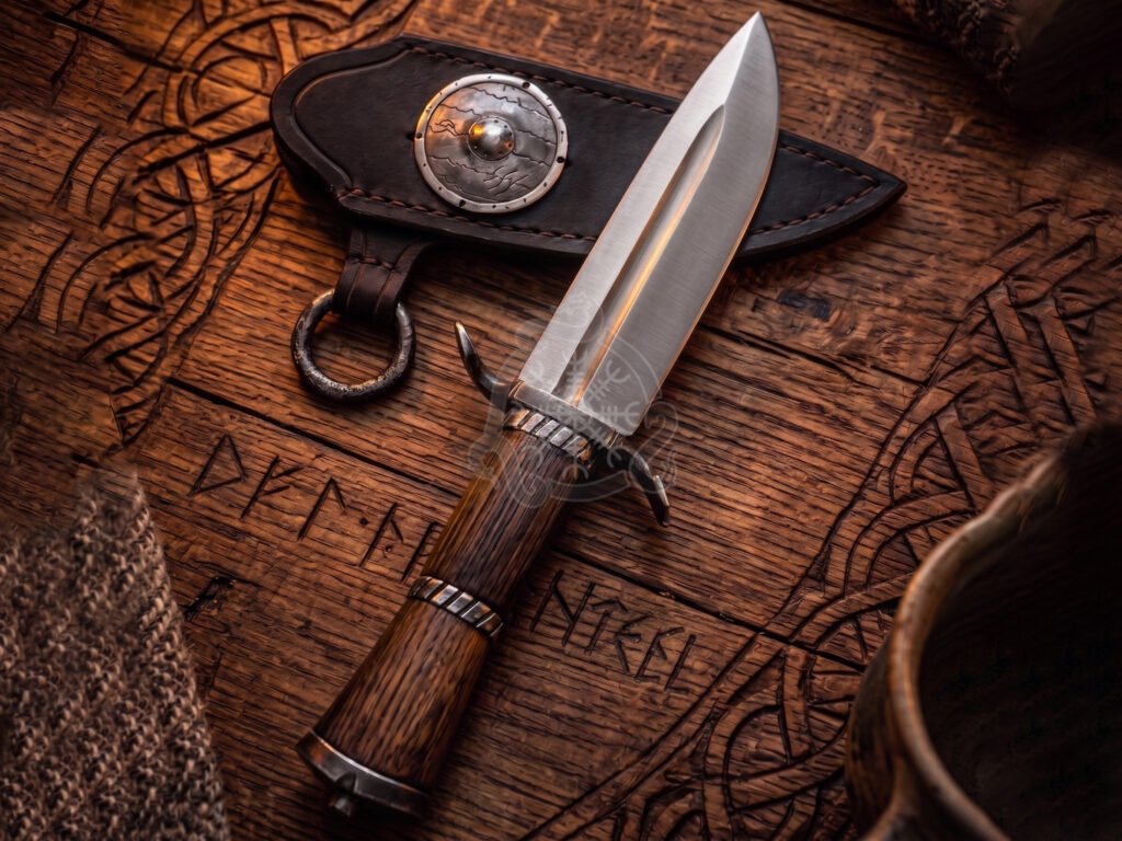 D2 Steel Camp Knife — Hand-Forged, Rosewood Handle, Leather Sheath - view 2