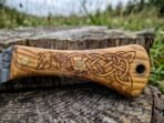 Damascus Hunting Knife — Hand-Forged, Wood Handle, Leather Sheath - Image 3