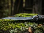 Damascus Skinner Knife — Hand-Forged, 8" Overall, Rosewood Handle, Leather Sheath - Image 3