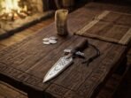 Damascus Dagger Knife — Hand-Forged, Rosewood Handle, Leather Sheath (RK-1122) - Image 3