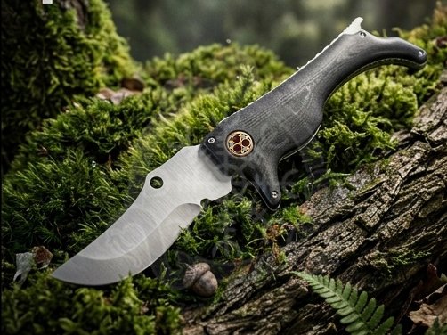 RK-1124 Handmade D2 Steel Folding Knife – Black Micarta Handle with Leather Sheath | Compact EDC Pocket Knife Gift for Him