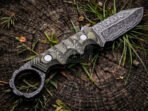 Damascus Camp Knife — Hand-Forged, 10" Overall, Micarta Handle, Leather Sheath - Image 3