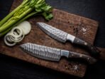 Damascus Chef Knife — Hand-Forged, Wenge Wood Handle, Leather Sheath - Image 4